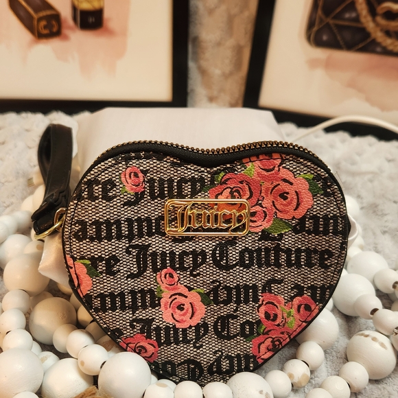Juicy Couture Handbags - Juicy Couture Gothic Rose Clutch Black and Pink